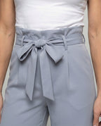Women's High Waisted Wide Leg Trousers with Paperbag Waist and Tie Belt