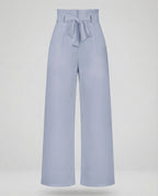 Women's High Waisted Wide Leg Trousers with Paperbag Waist and Tie Belt