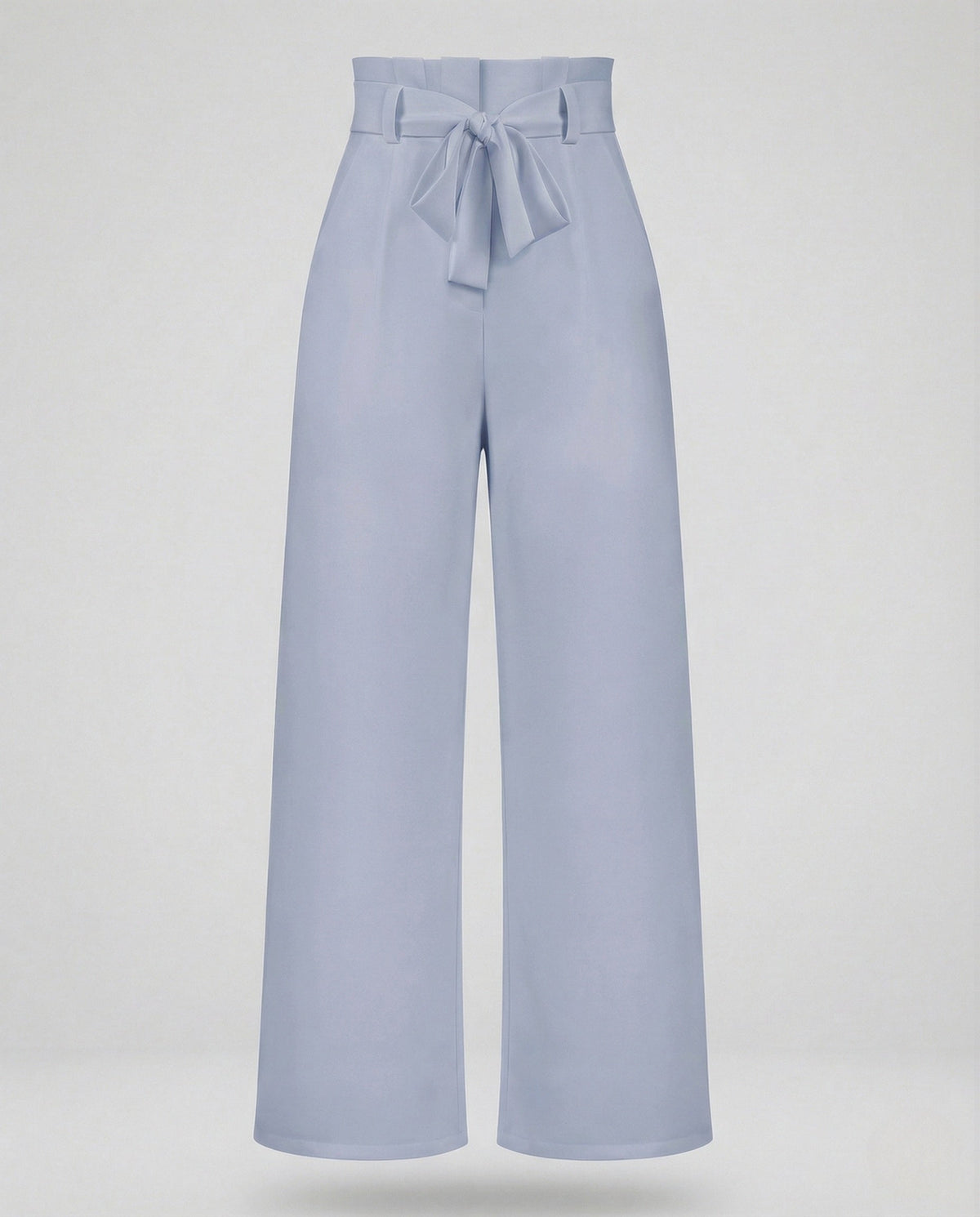 Women's High Waisted Wide Leg Trousers with Paperbag Waist and Tie Belt