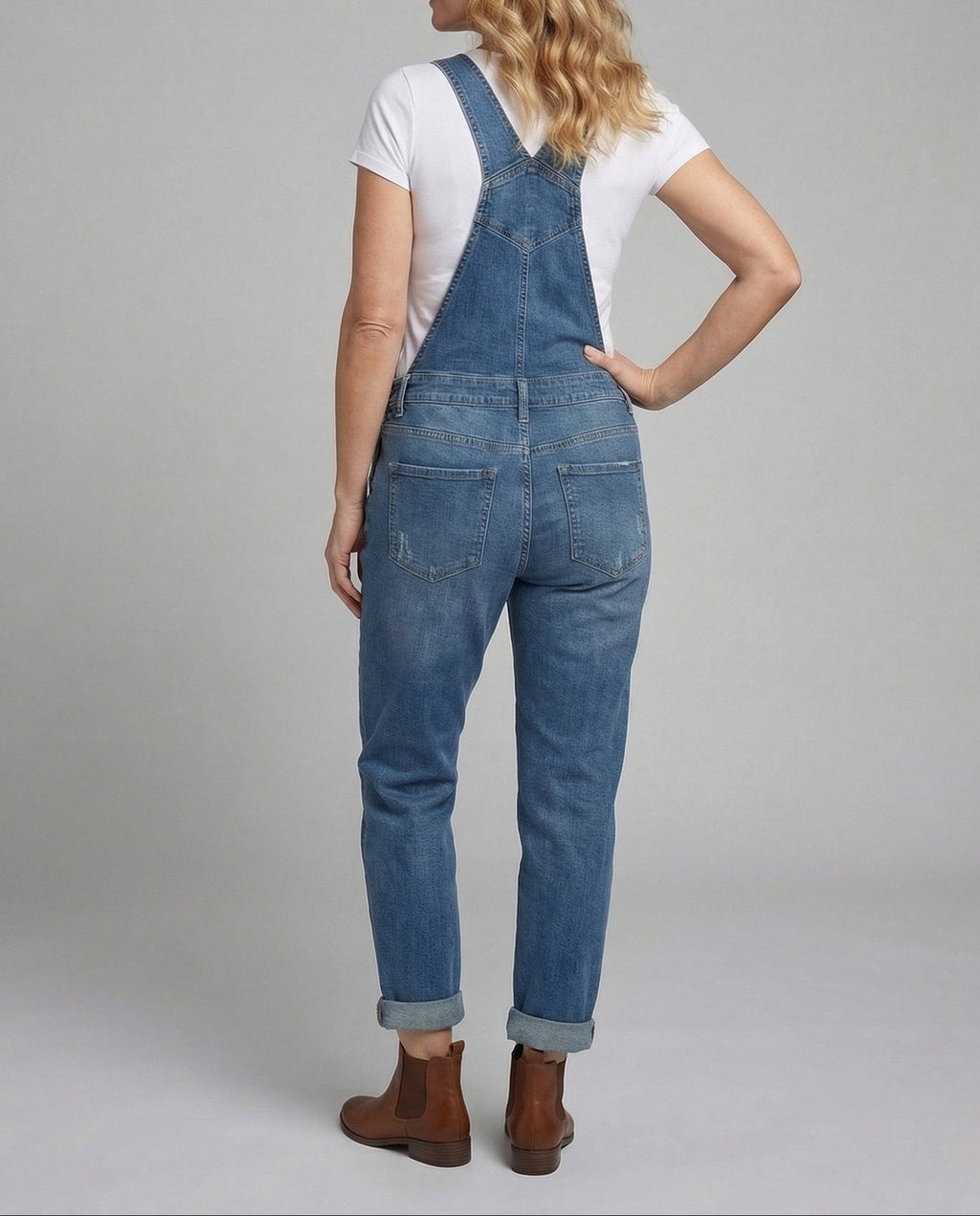 Women's Relaxed Fit Denim Dungarees with Adjustable Straps