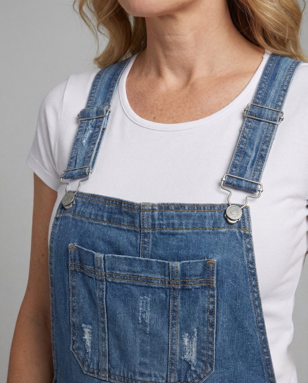 Women's Relaxed Fit Denim Dungarees with Adjustable Straps
