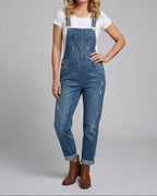 Women's Relaxed Fit Denim Dungarees with Adjustable Straps