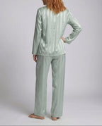 Women's Satin Finish Pyjama Set with Button Front Shirt