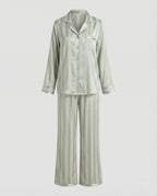 Women's Satin Finish Pyjama Set with Button Front Shirt