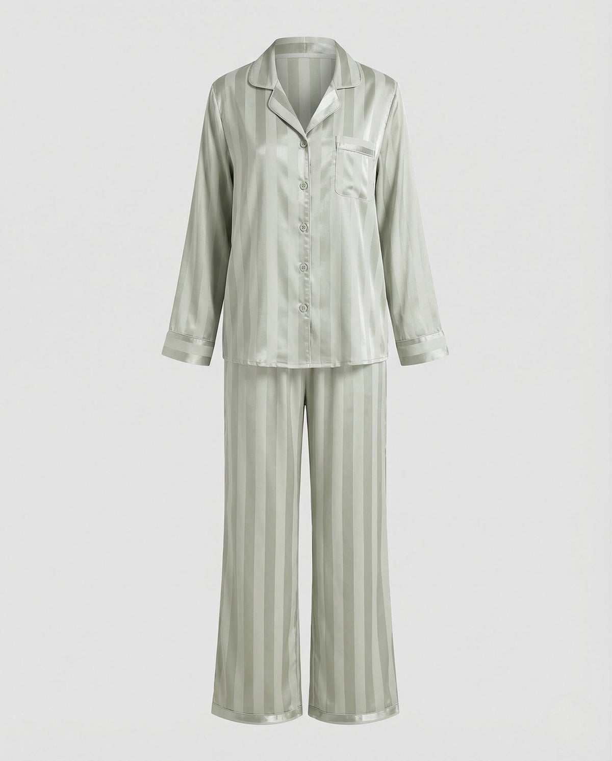Women's Satin Finish Pyjama Set with Button Front Shirt