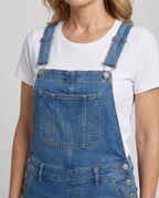 Women's Relaxed Denim Dungarees with Adjustable Straps and Bib Pocket