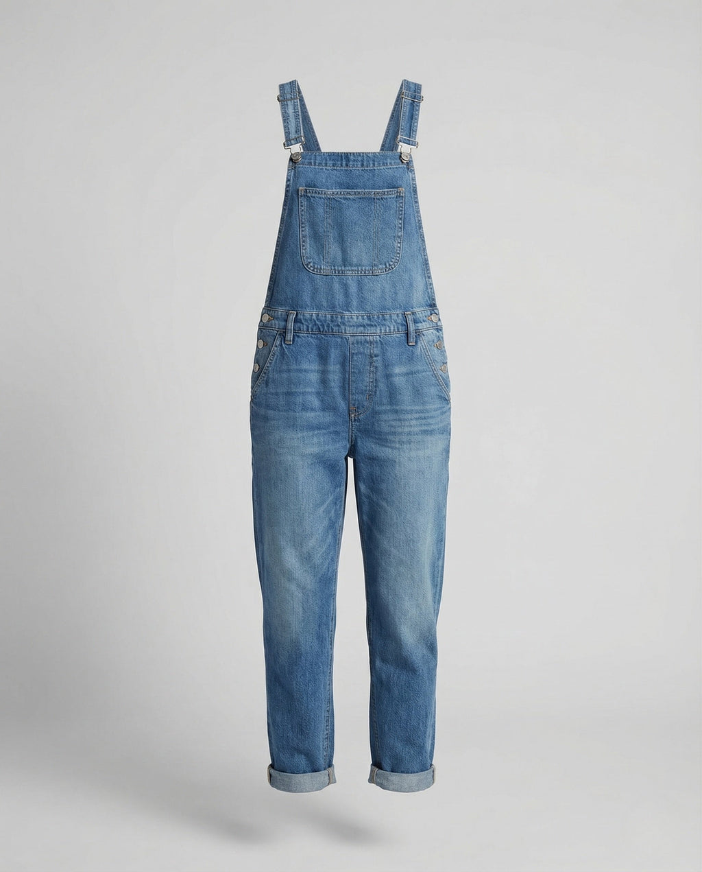 Women's Relaxed Denim Dungarees with Adjustable Straps and Bib Pocket
