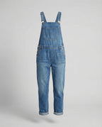 Women's Relaxed Denim Dungarees with Adjustable Straps and Bib Pocket
