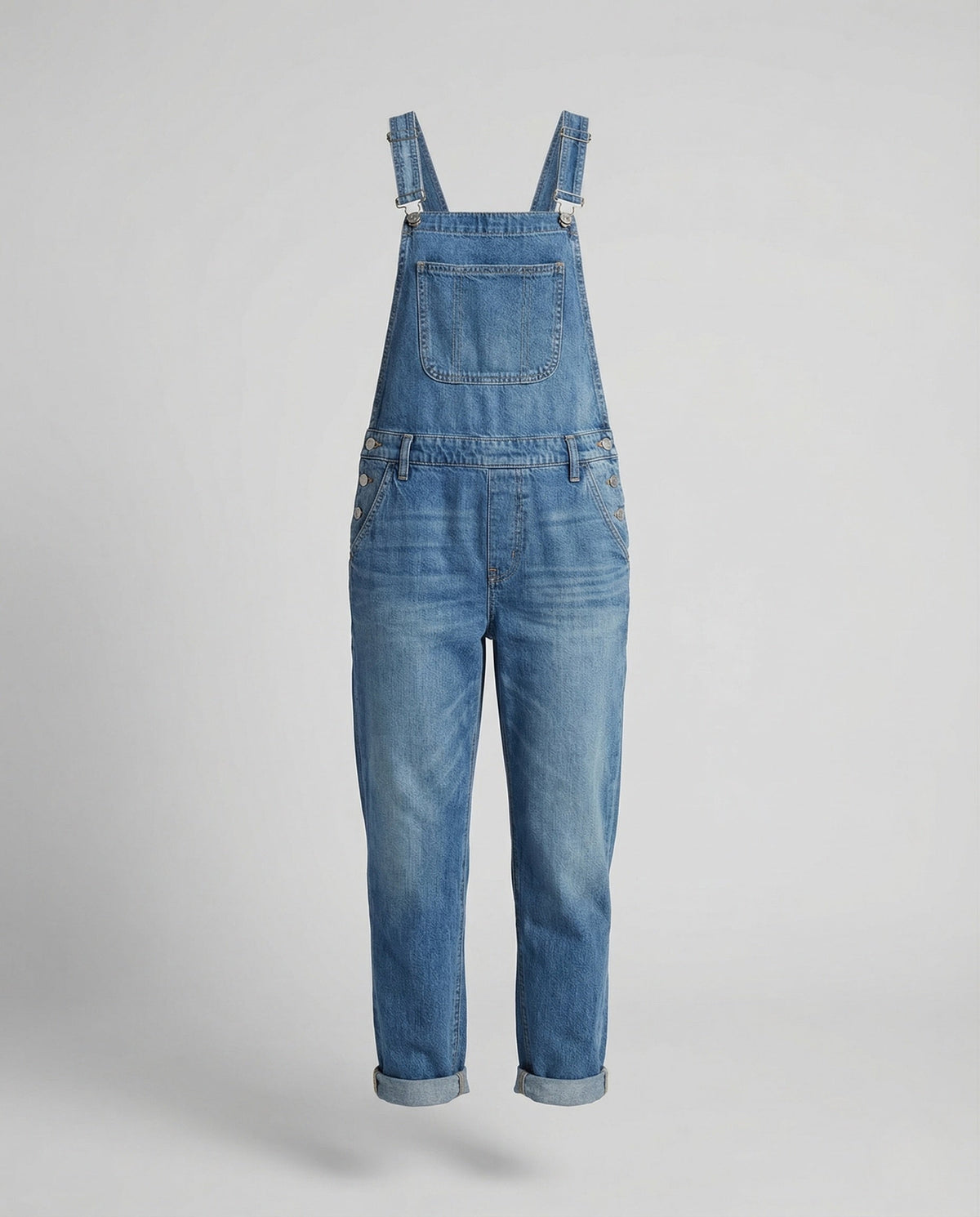 Women's Relaxed Denim Dungarees with Adjustable Straps and Bib Pocket