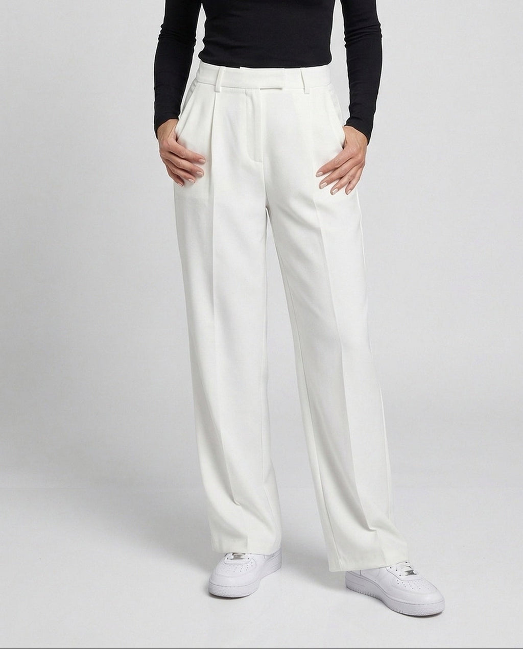 Women's Pleated Wide Leg Trousers with Belt Loops