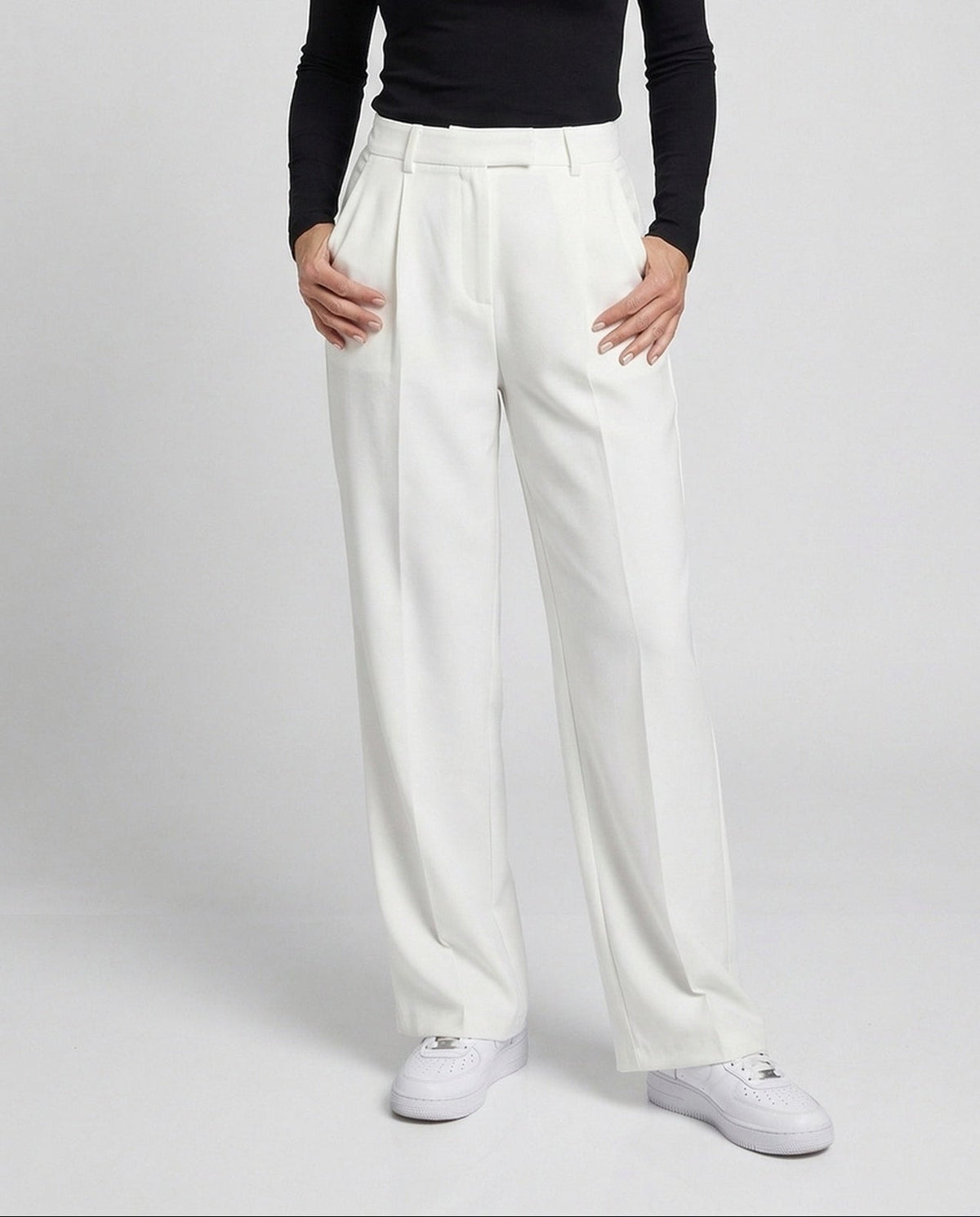 Women's Pleated Wide Leg Trousers with Belt Loops