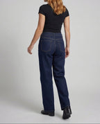 Women's Wide Leg Jeans with Defined Waist and Contrast Stitching