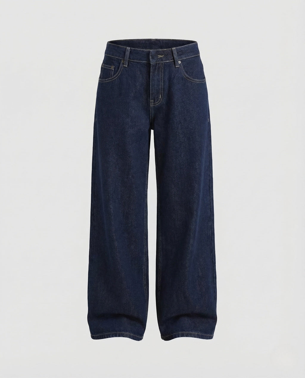 Women's Wide Leg Jeans with Defined Waist and Contrast Stitching