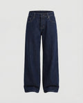 Women's Wide Leg Jeans with Defined Waist and Contrast Stitching