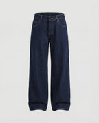 Women's Wide Leg Jeans with Defined Waist and Contrast Stitching