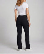 Women's High Waisted Ribbed Knit Flared Trousers with Elasticated Waist