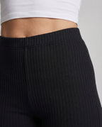 Women's High Waisted Ribbed Knit Flared Trousers with Elasticated Waist