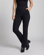 Women's High Waisted Ribbed Knit Flared Trousers with Elasticated Waist