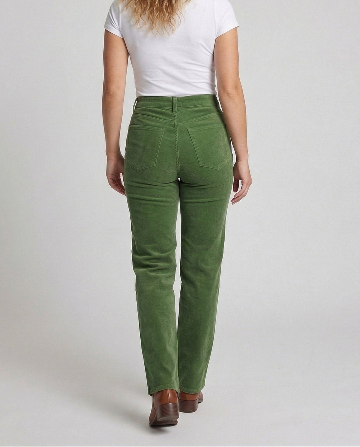 Women's High Waisted Corduroy Trousers with Straight Legs
