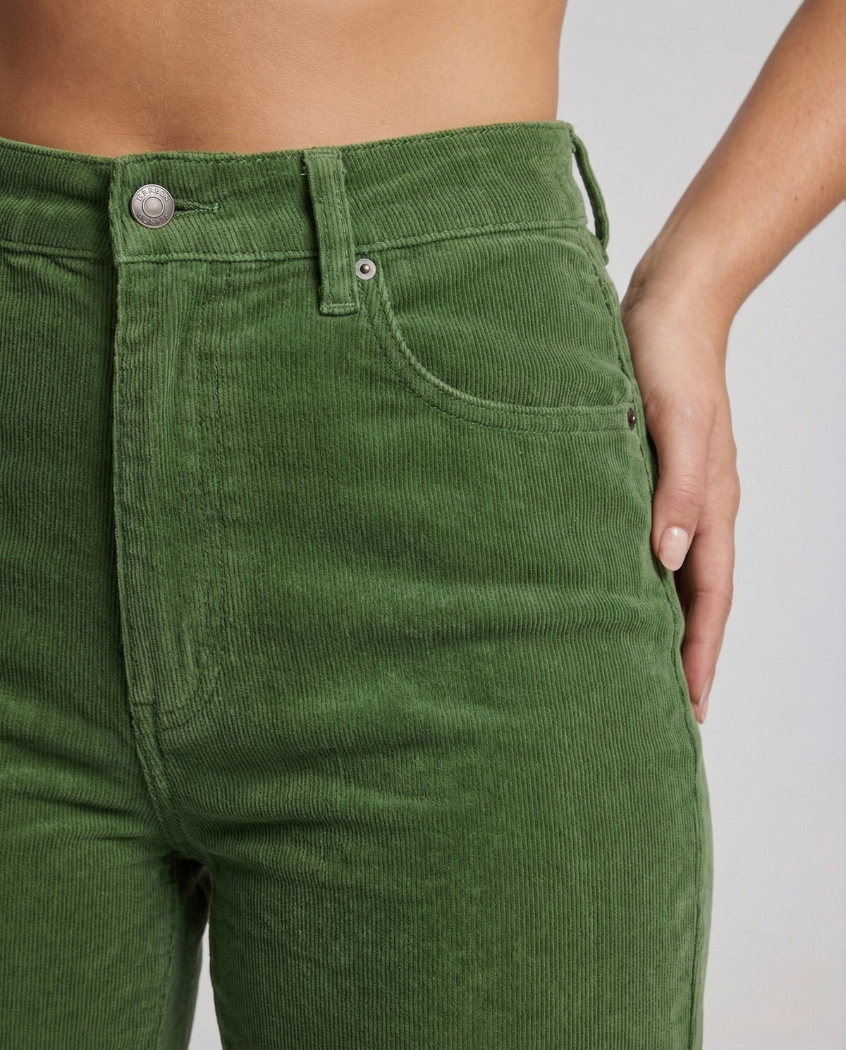Women's High Waisted Corduroy Trousers with Straight Legs