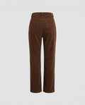 Women's High Waisted Corduroy Trousers with Straight Legs