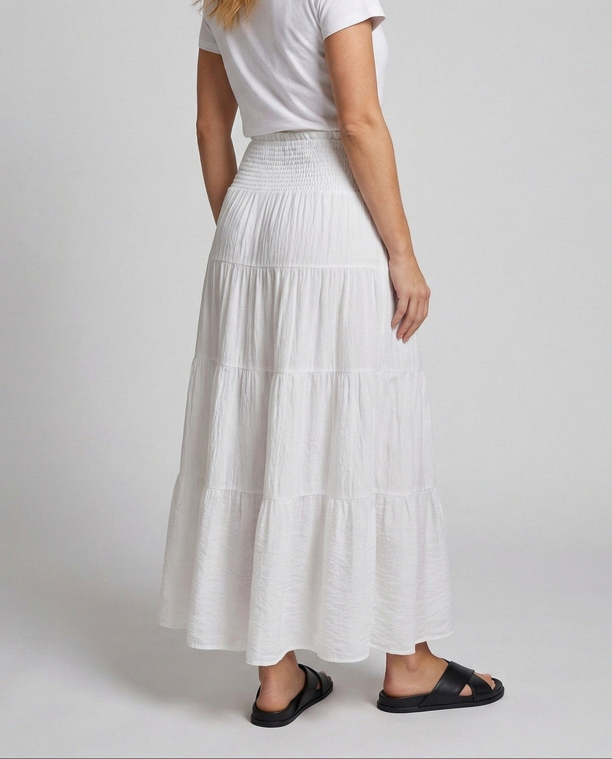 Women's Tiered Maxi Skirt with Smocked Waist