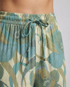 Women's Printed Wide Leg Trousers with Drawstring Waist