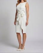 Women's Bow Detail Pencil Dress with Draped Waist