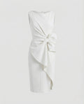 Women's Bow Detail Pencil Dress with Draped Waist