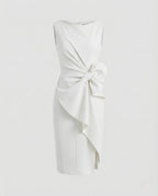Women's Bow Detail Pencil Dress with Draped Waist
