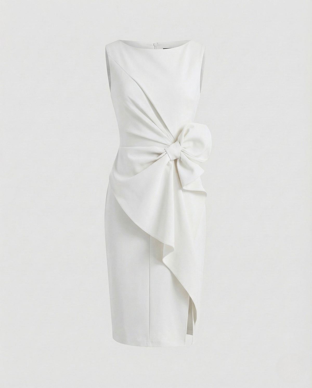 Women's Bow Detail Pencil Dress with Draped Waist
