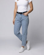 Women's Relaxed Mom Jeans with Turn-Up Hems