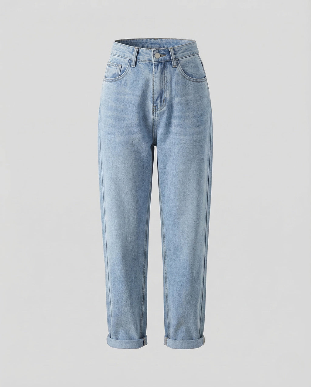 Women's Relaxed Mom Jeans with Turn-Up Hems