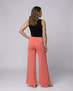 Women's High Waisted Palazzo Trousers with Fold Over Waistband
