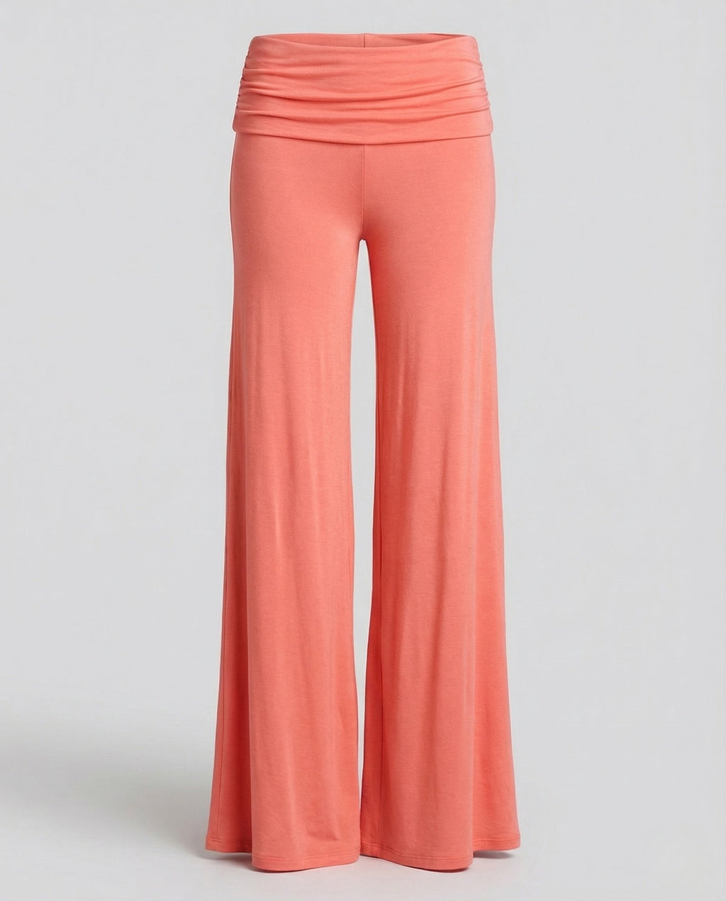 Women's High Waisted Palazzo Trousers with Fold Over Waistband