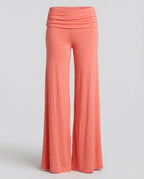 Women's High Waisted Palazzo Trousers with Fold Over Waistband