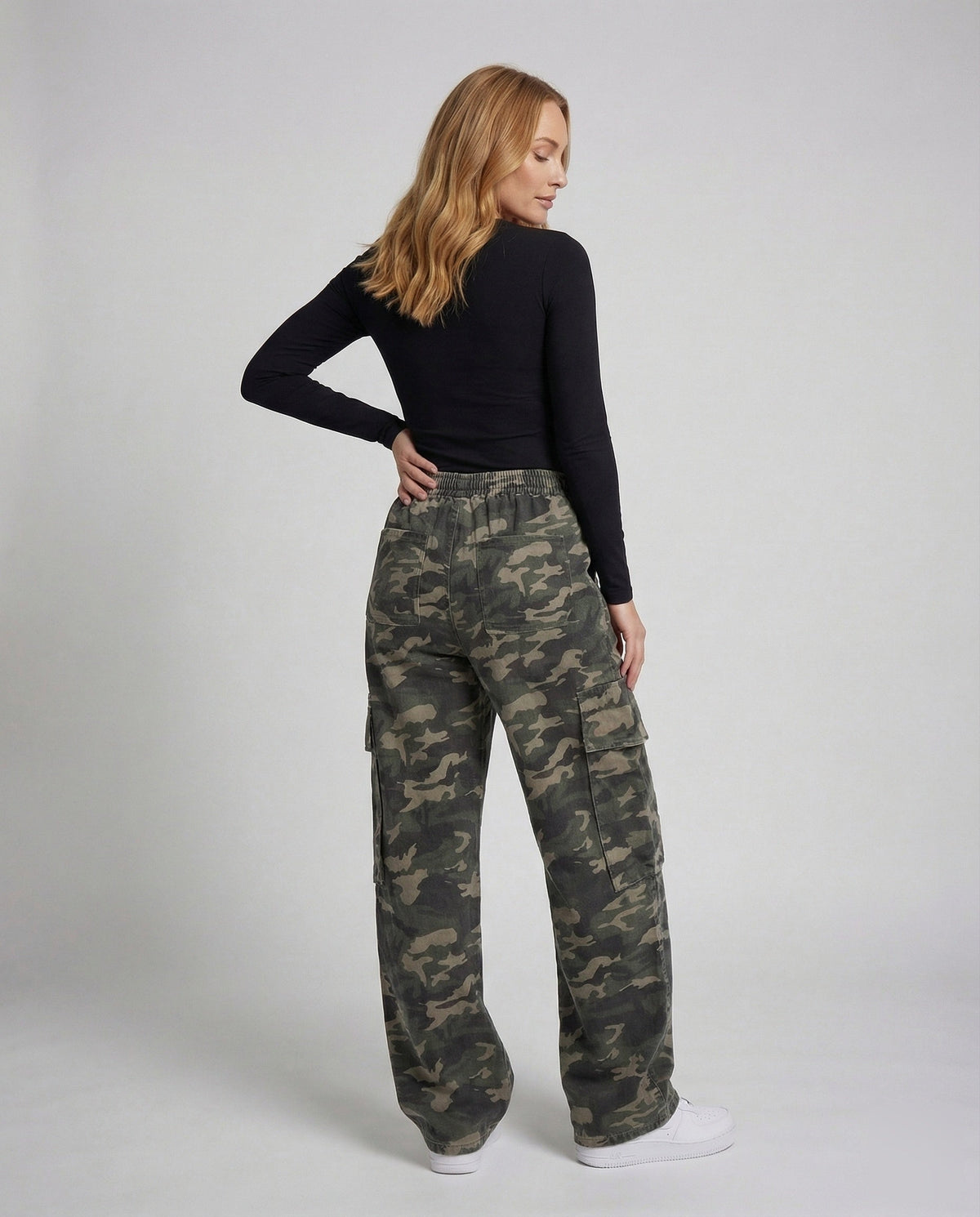 Women's Relaxed Fit Cargo Trousers with Drawstring Waist