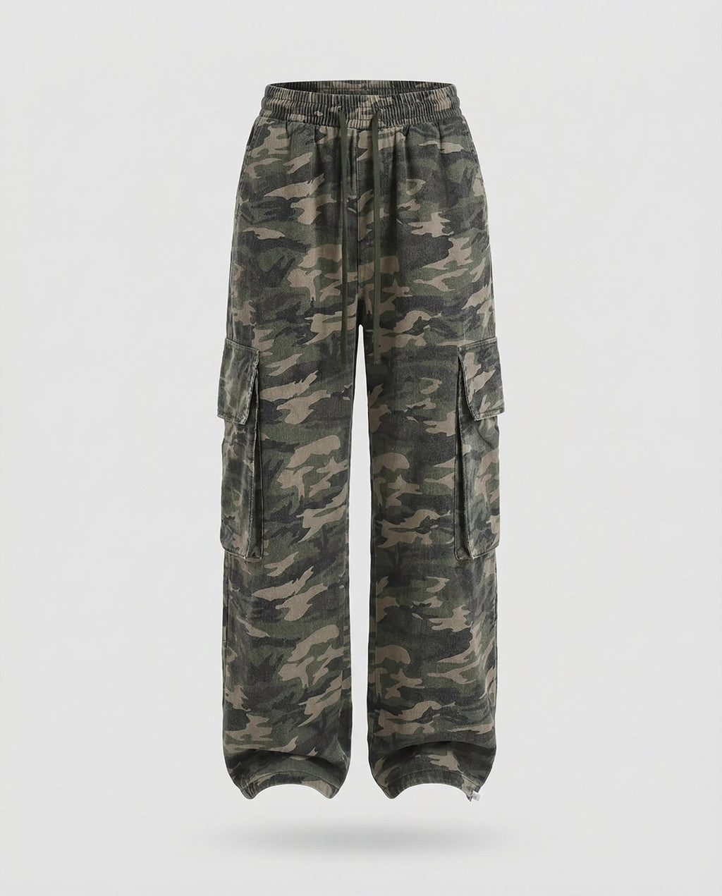 Women's Relaxed Fit Cargo Trousers with Drawstring Waist