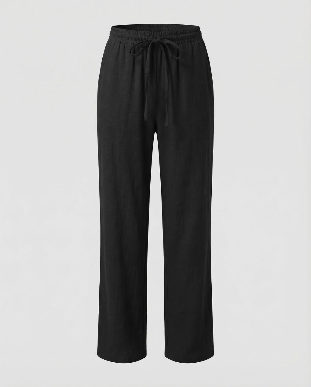 Women's linen-look Blend Straight Leg Trousers with Elasticated Tie Waist