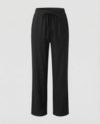 Women's linen-look Blend Straight Leg Trousers with Elasticated Tie Waist