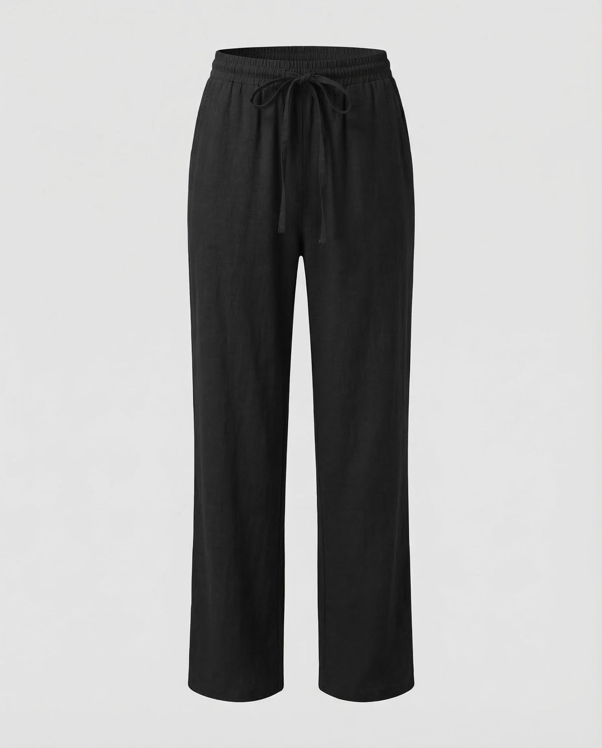 Women's linen-look Blend Straight Leg Trousers with Elasticated Tie Waist