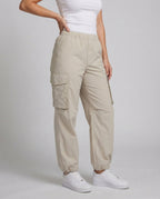 Women's Relaxed Cargo Trousers with Elasticated Waist and Adjustable