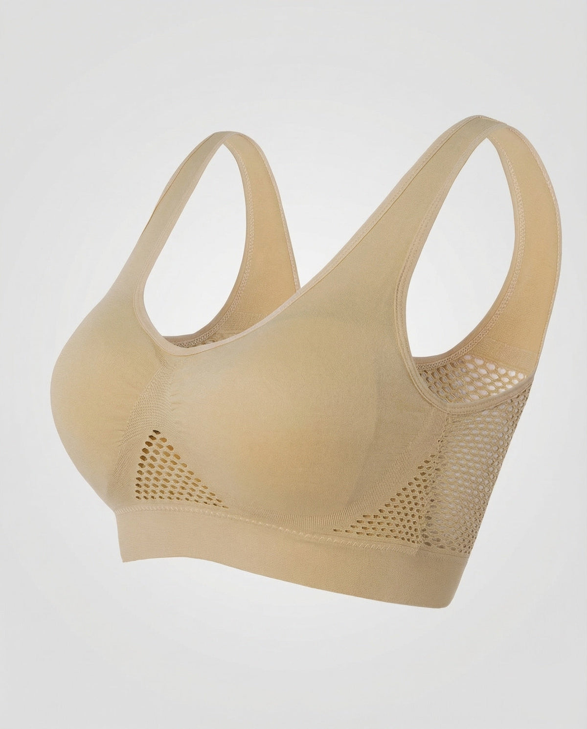 Women's Seamless Wireless Comfort Bra with Mesh Knit Panels