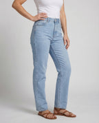 Women's High Waisted Straight Leg Jeans with Classic Pocket Details