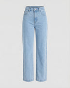 Women's High Waisted Straight Leg Jeans with Classic Pocket Details