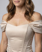 Women's Off-Shoulder Corset-Style Blouse with Draped Sleeves