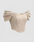 Women's Off-Shoulder Corset-Style Blouse with Draped Sleeves
