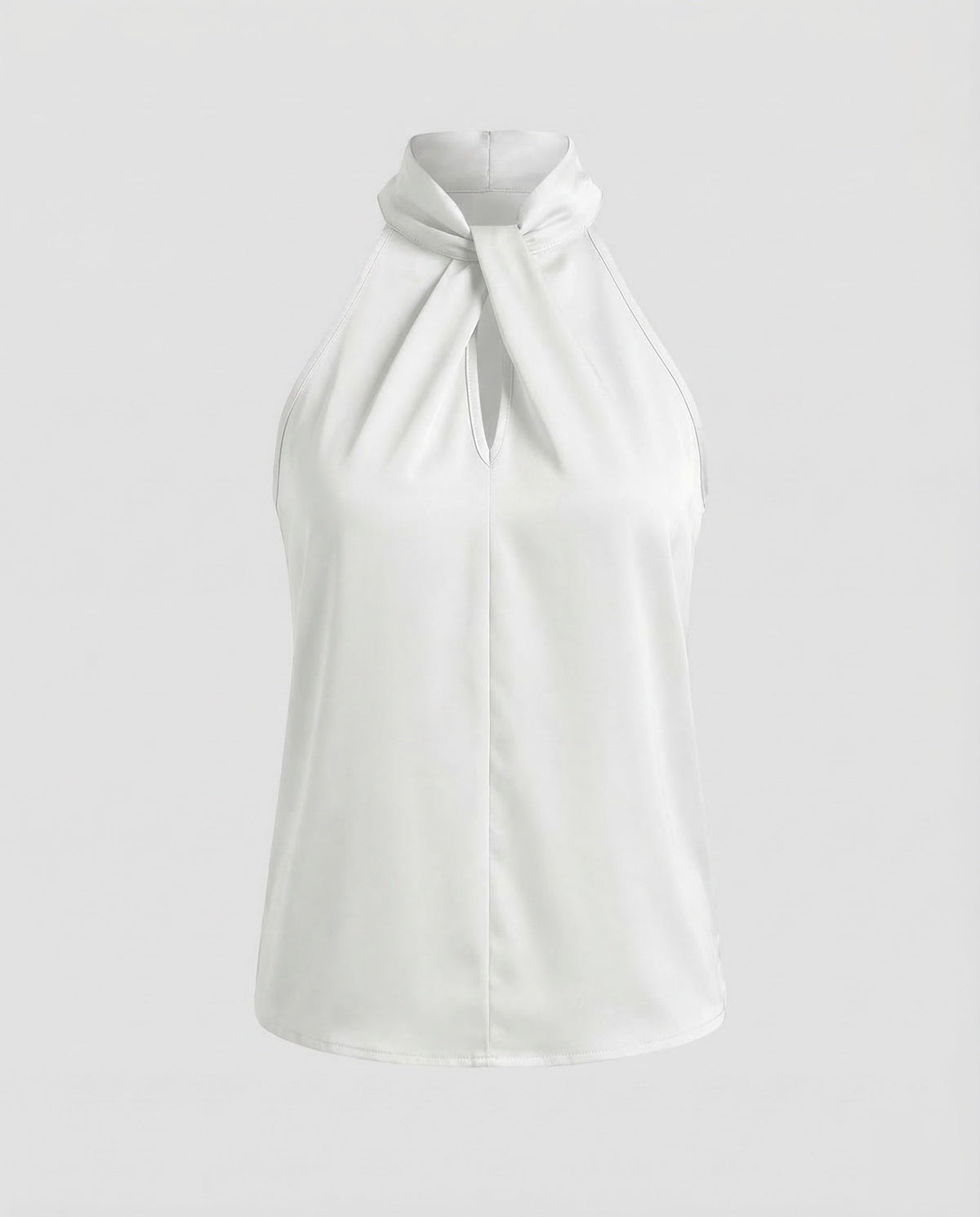 Women's Halterneck Blouse with Keyhole Detail and Draped High Neck