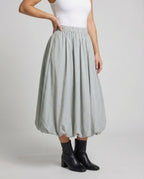 Women's Balloon Midi Skirt with Elasticated Waist and Gathered Bubble Hem