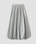 Women's Balloon Midi Skirt with Elasticated Waist and Gathered Bubble Hem